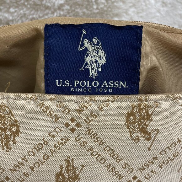 Vintage Ralph Lauren US Polo Small Purse Cotton Polyester Tan/White - Picture 8 of 10